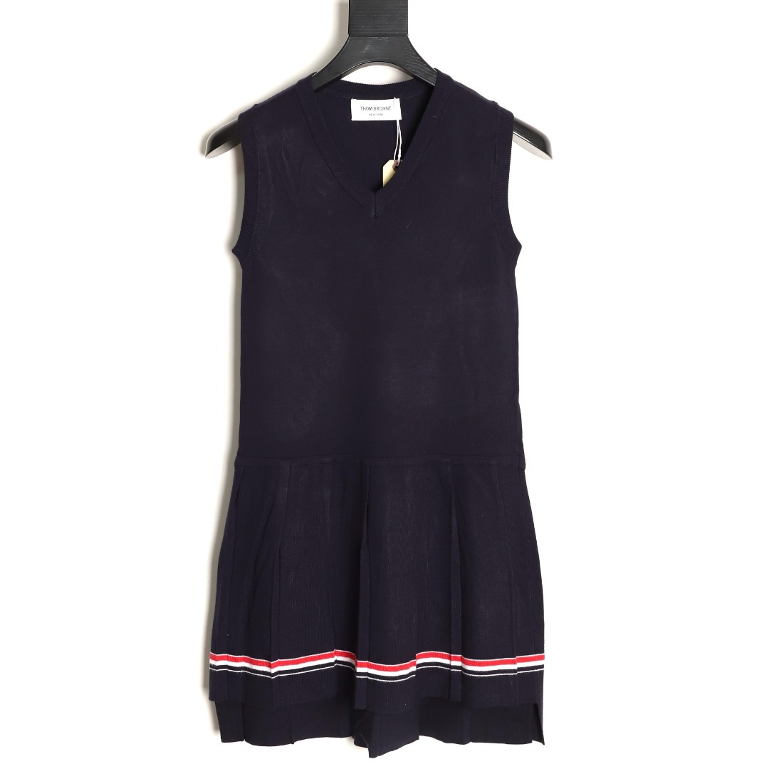 🔝THOM BROWNE TB 彩條V領羊毛針織連衣裙
原版定制面料 輔料 
尺碼：1 2 3