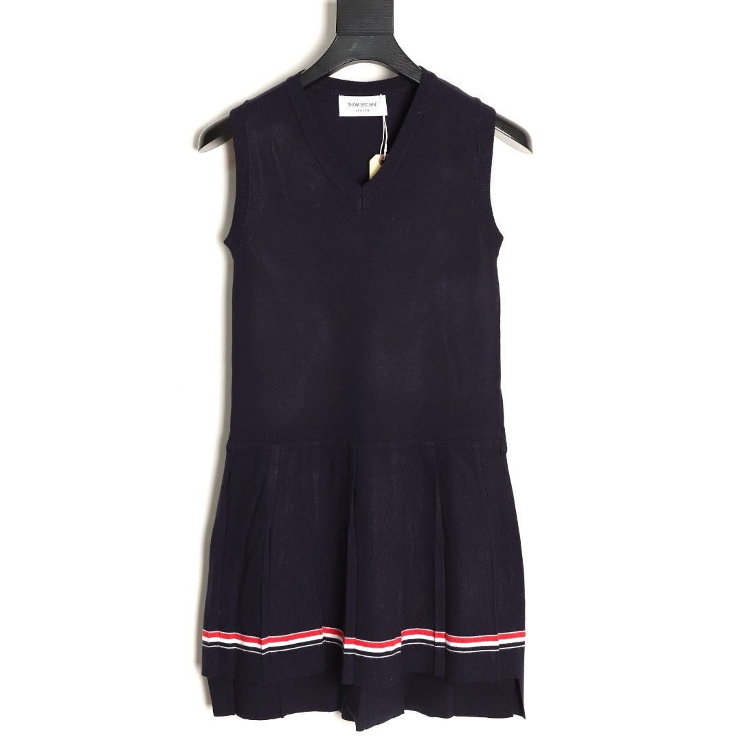 🔝THOM BROWNE TB 彩條V領羊毛針織連衣裙
原版定制面料 輔料 
尺碼：1 2 3
