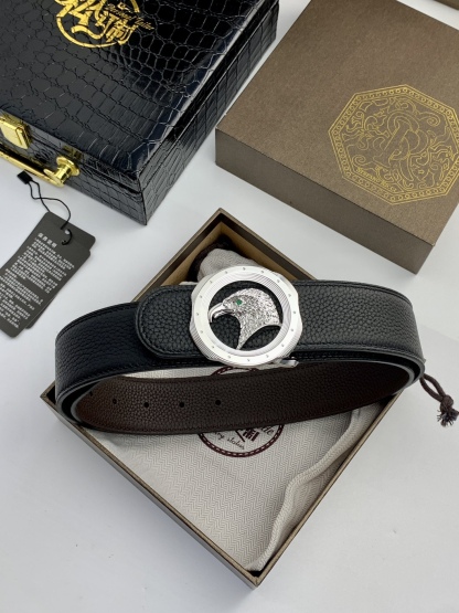 【史蒂芬】原版荔枝紋牛皮腰帶，搭配新款不鏽鋼鷹頭扣，寬度3.8cm，雙面可用，樹膏夾心，長度不可調節，尺碼（85-110）具有獨特吸引力！