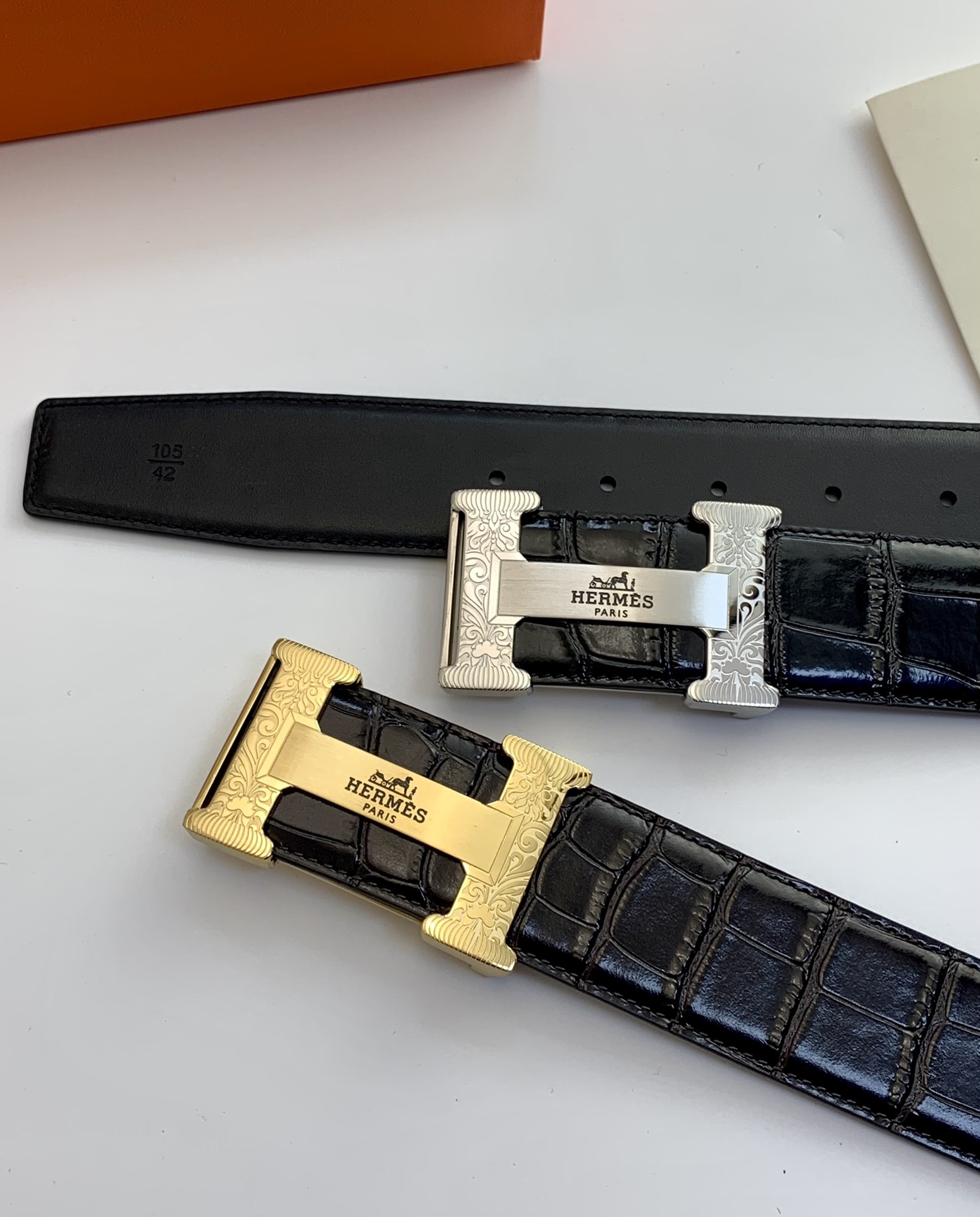 【H家】  原單專櫃款腰帶，進口鰐魚紋咖啡色 腰帶，內襯頭層小牛皮，寬度3.8cm，搭配專櫃新款鋼扣.工藝精湛、手感柔軟、細膩，高端定制，經典之作.