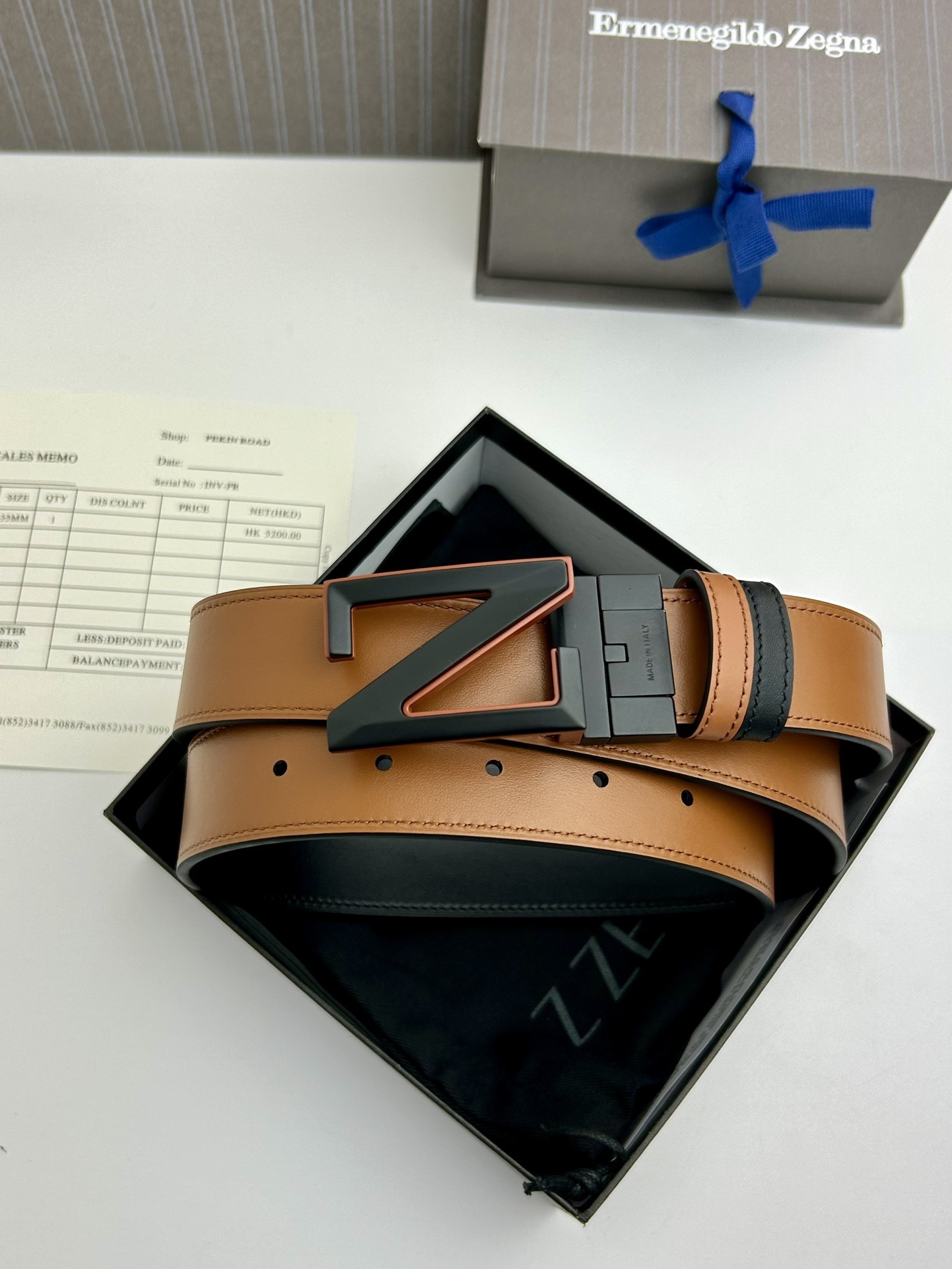 傑尼亞【Zegna】何謂當代男士 活動造型 系列，新款純銅旋轉Z字扣，雙面可用 隨心搭配，寬3.5cm，男士風尚的全新概念.