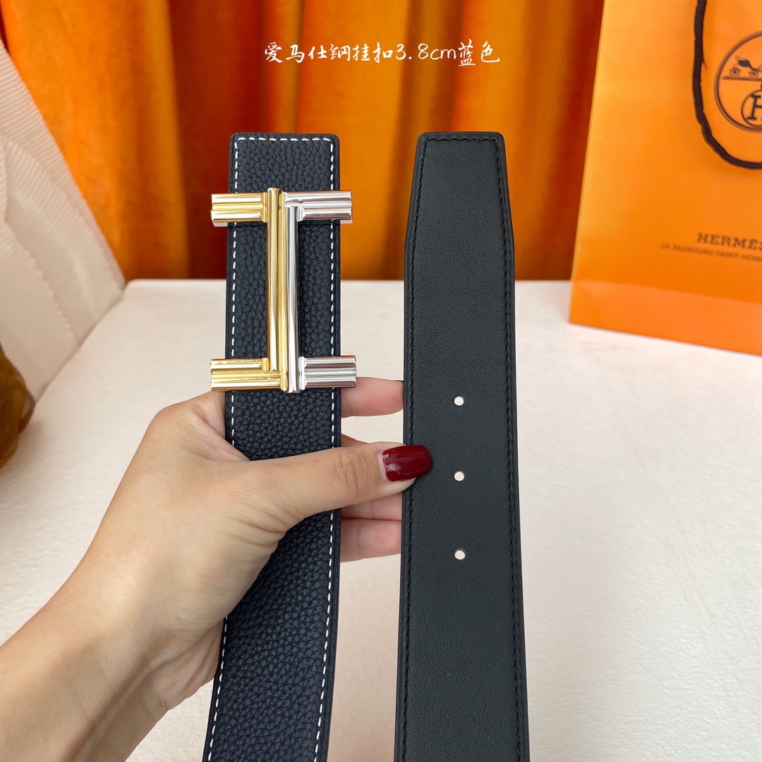 愛馬仕】Hermes 原單愛馬仕，寬3.8cm進口原版皮帶身，雙面可兩面用，精品電鍍五金 ！