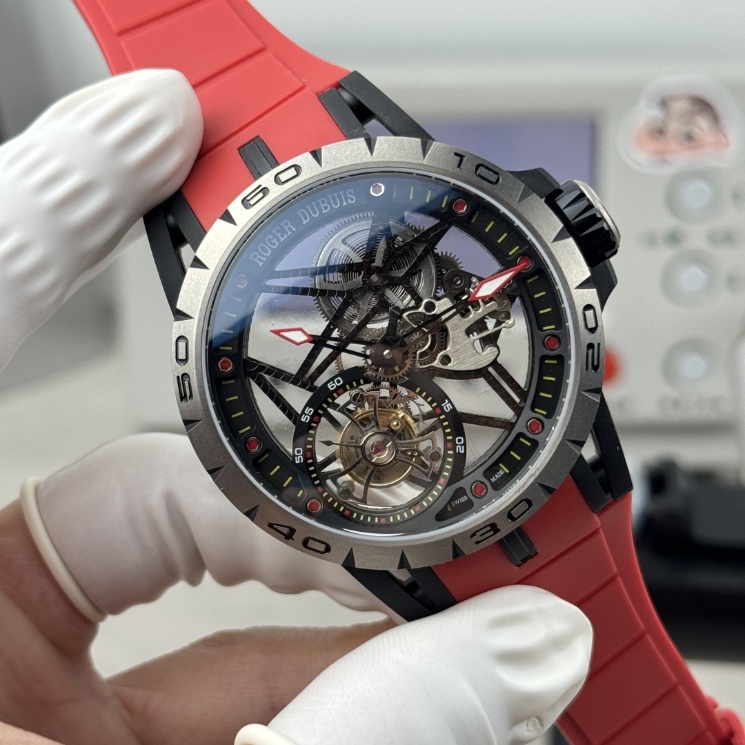 NEW-羅傑杜彼鈦金屬陀飛輪！型號RDDBEX0549腕表/直徑45mm/厚度13.5毫米 /全鏤空海鷗定制RD505S手動上鏈機芯，鈦合金表殼與原裝同步/儲能動力長達50小時。