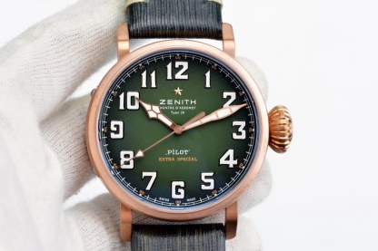 XF 真力時新品爆款：
卡其綠“青銅大飛”
1，全新殼套，升級進口材料，不，並且用特殊工藝處理不會再出現髒斑比復古感十足。
2，全新貼近軍事風格的粒面“卡其綠”錶盤。
3，具有真力時標誌性設計的“洋蔥大把頭”
青銅材質，歲月變遷，賦予你獨特的個性。