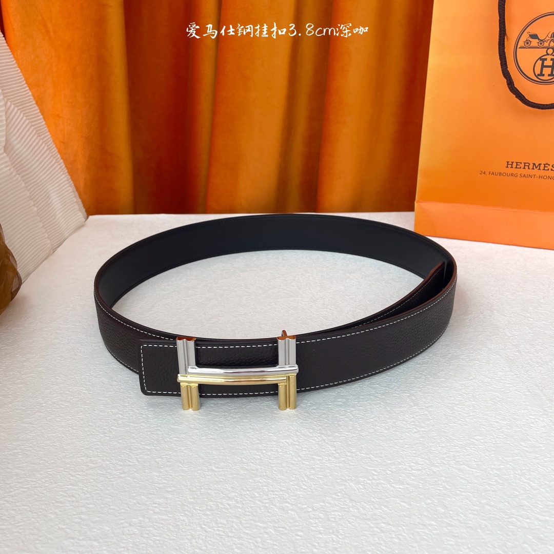 愛馬仕】Hermes 原單愛馬仕，寬3.8cm進口原版皮帶身，雙面可兩面用，精品電鍍五金