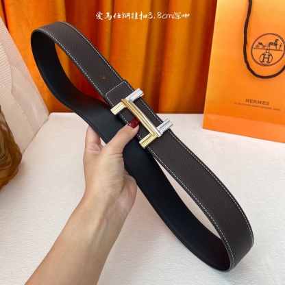 愛馬仕】Hermes 原單愛馬仕，寬3.8cm進口原版皮帶身，雙面可兩面用，精品電鍍五金