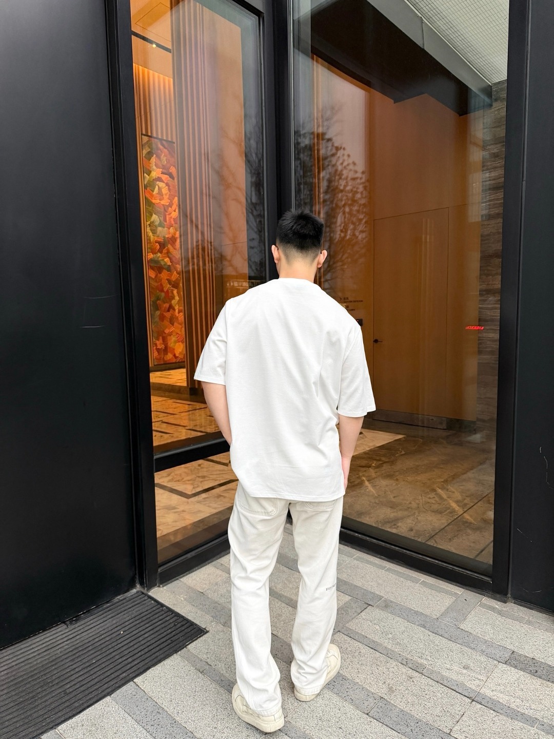 🔝HERMES愛瑪仕 真皮H字貼片短袖T恤正品購入，21支洗後維斯棉190克，1*1羅紋230克，面料拼接，模板刺繡，定制1：1真皮皮標，定制1：1商標，寬松版型
B Size：S-XL