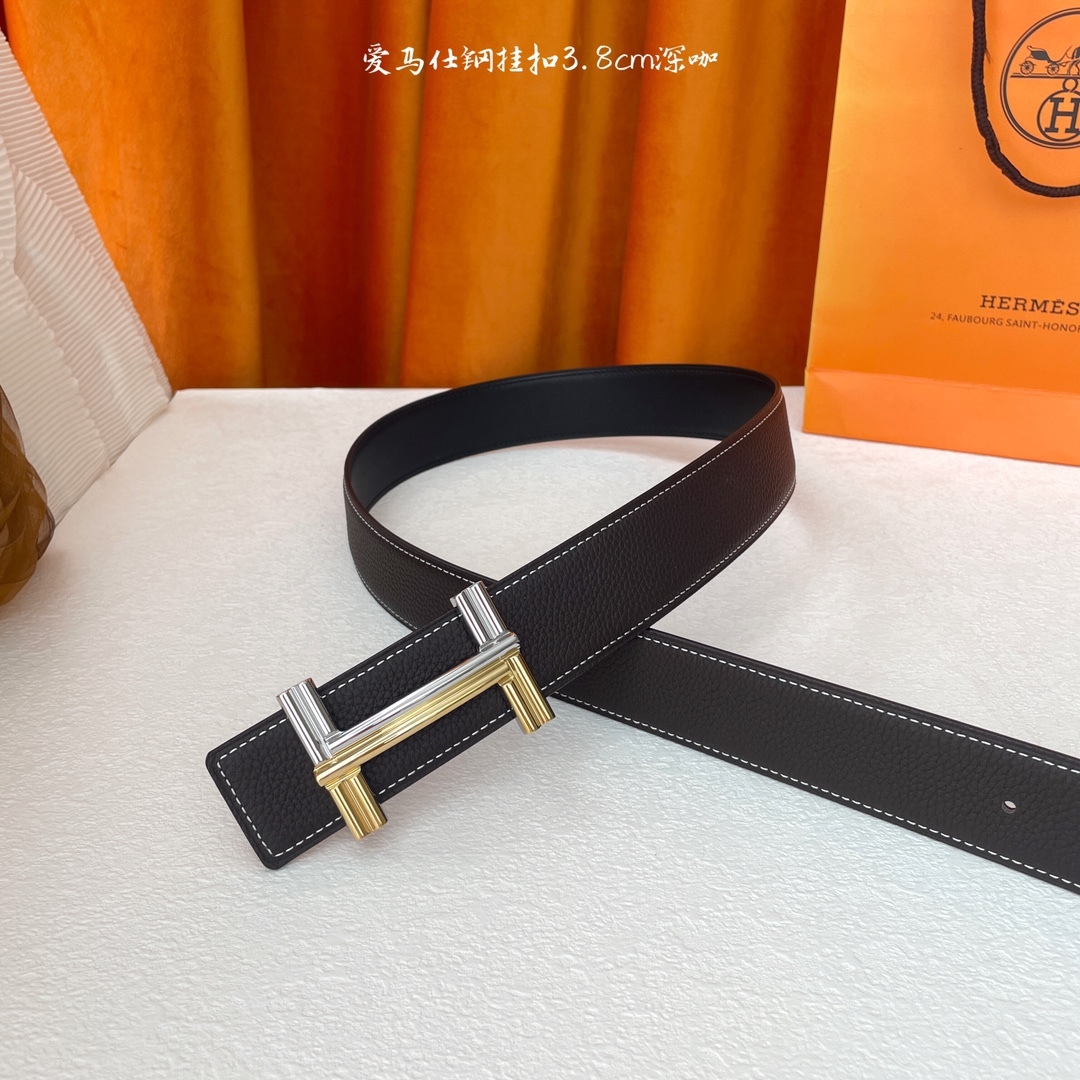 愛馬仕】Hermes 原單愛馬仕，寬3.8cm進口原版皮帶身，雙面可兩面用，精品電鍍五金