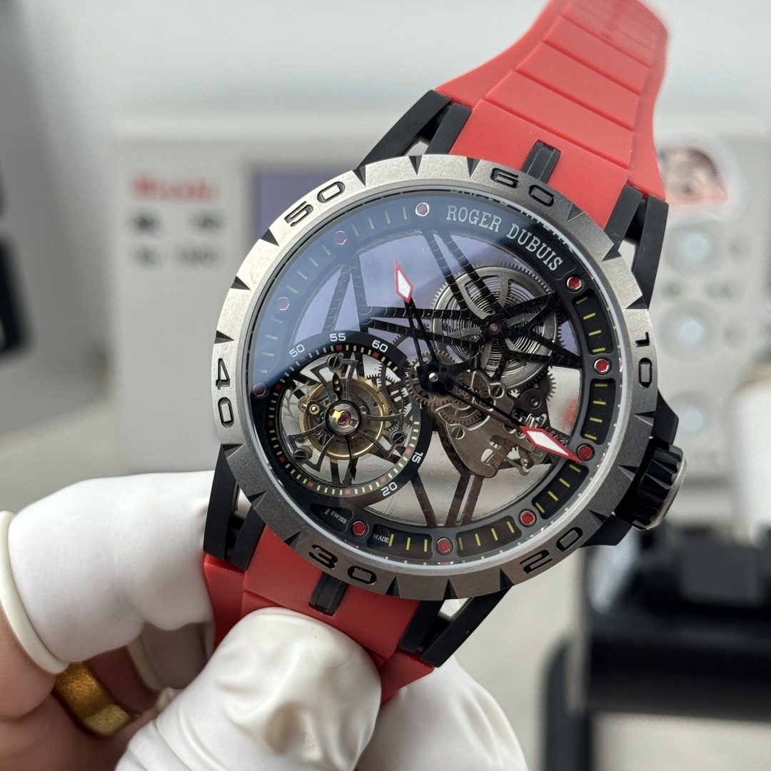 NEW-羅傑杜彼鈦金屬陀飛輪！型號RDDBEX0549腕表/直徑45mm/厚度13.5毫米 /全鏤空海鷗定制RD505S手動上鏈機芯，鈦合金表殼與原裝同步/儲能動力長達50小時。
