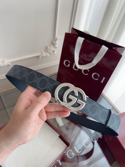 Gucci 古馳 自動平滑扣腰帶 精鋼打造五金 寬度35MM寬 雙面頭層牛皮 自由裁剪設計。