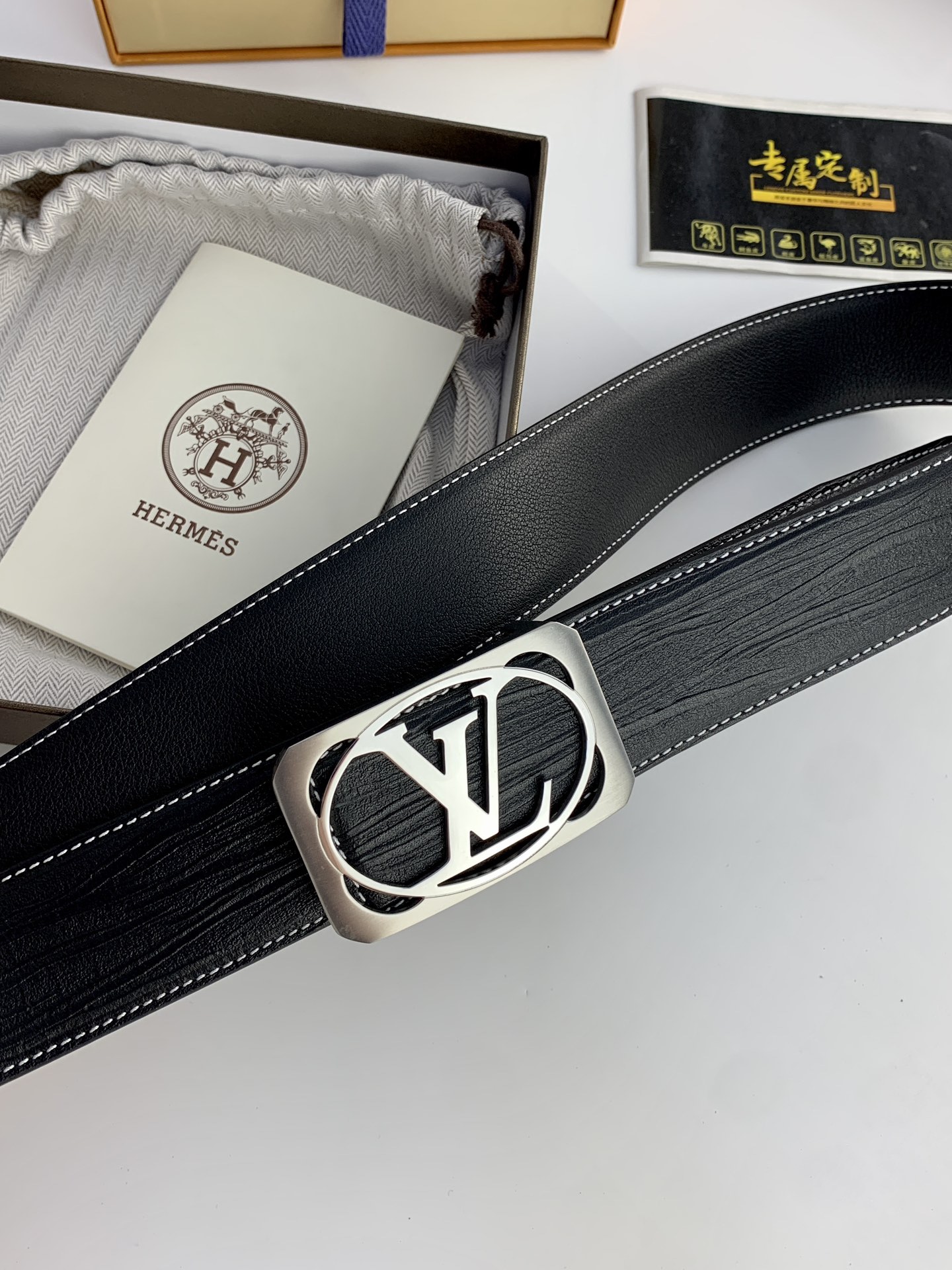 【L家】原單 專櫃新款黑色小牛皮腰帶，寬度3.8cm，內襯小牛皮，搭配專櫃新款鋼扣.工藝精湛、手感柔軟、細膩，高端定制，經典之作.