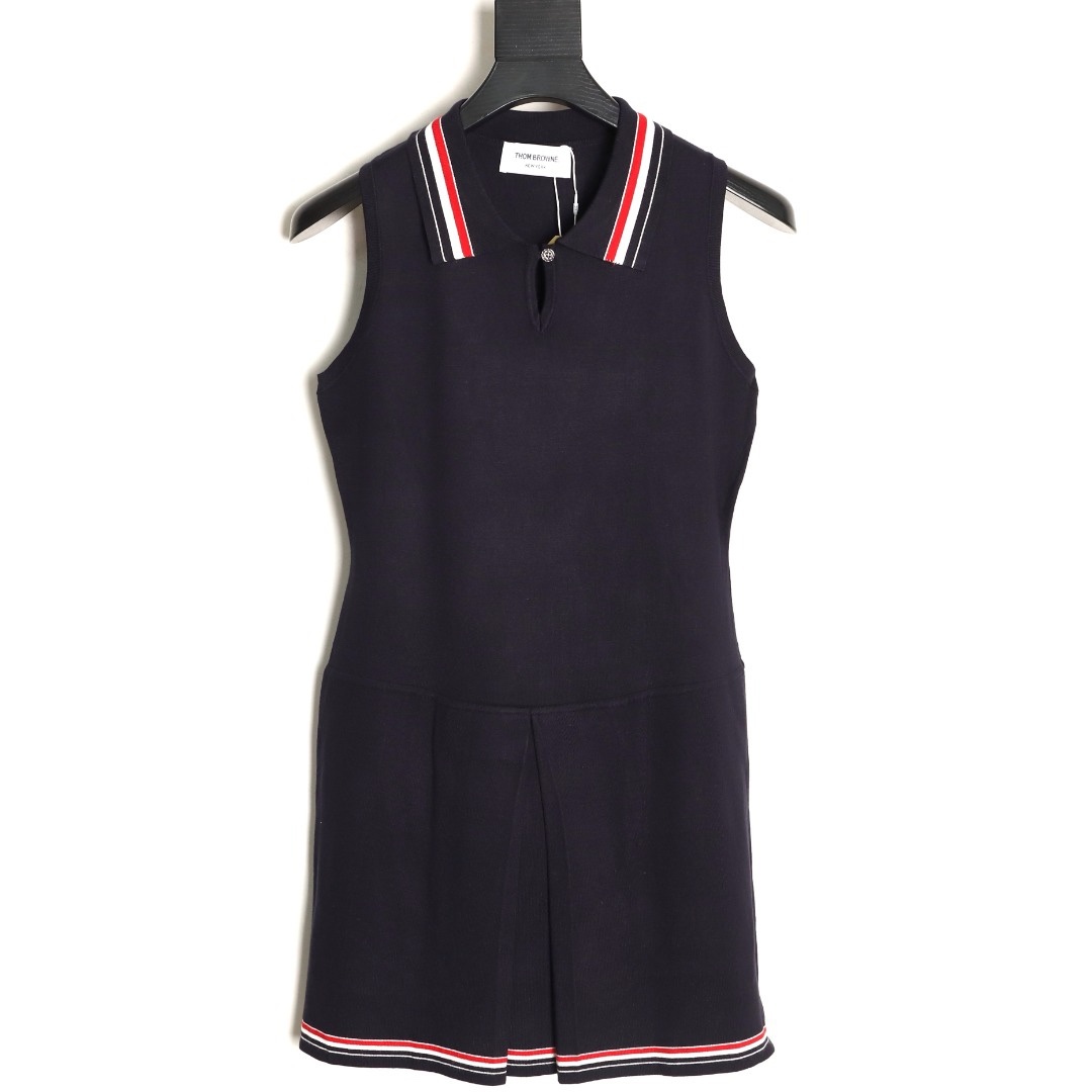 🔝THOM BROWNE TB 彩條翻領羊毛針織連衣裙
原版定制面料 輔料 
尺碼：1 2 3