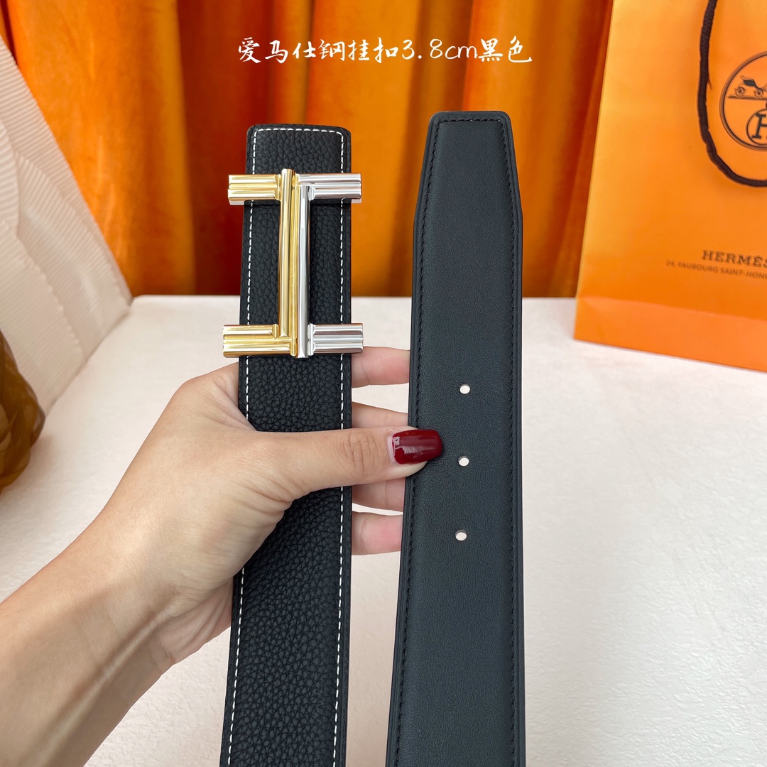 愛馬仕】Hermes 原單愛馬仕，寬3.8cm進口原版皮帶身，雙面可兩面用，精品電鍍五金 ！