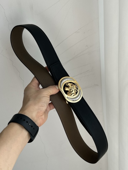 【史蒂芬】原版荔枝紋牛皮腰帶，搭配新款老虎頭不鏽鋼扣，寬度3.8cm，雙面可用，長度不可調節，尺碼（85-110）具有獨特吸引力！