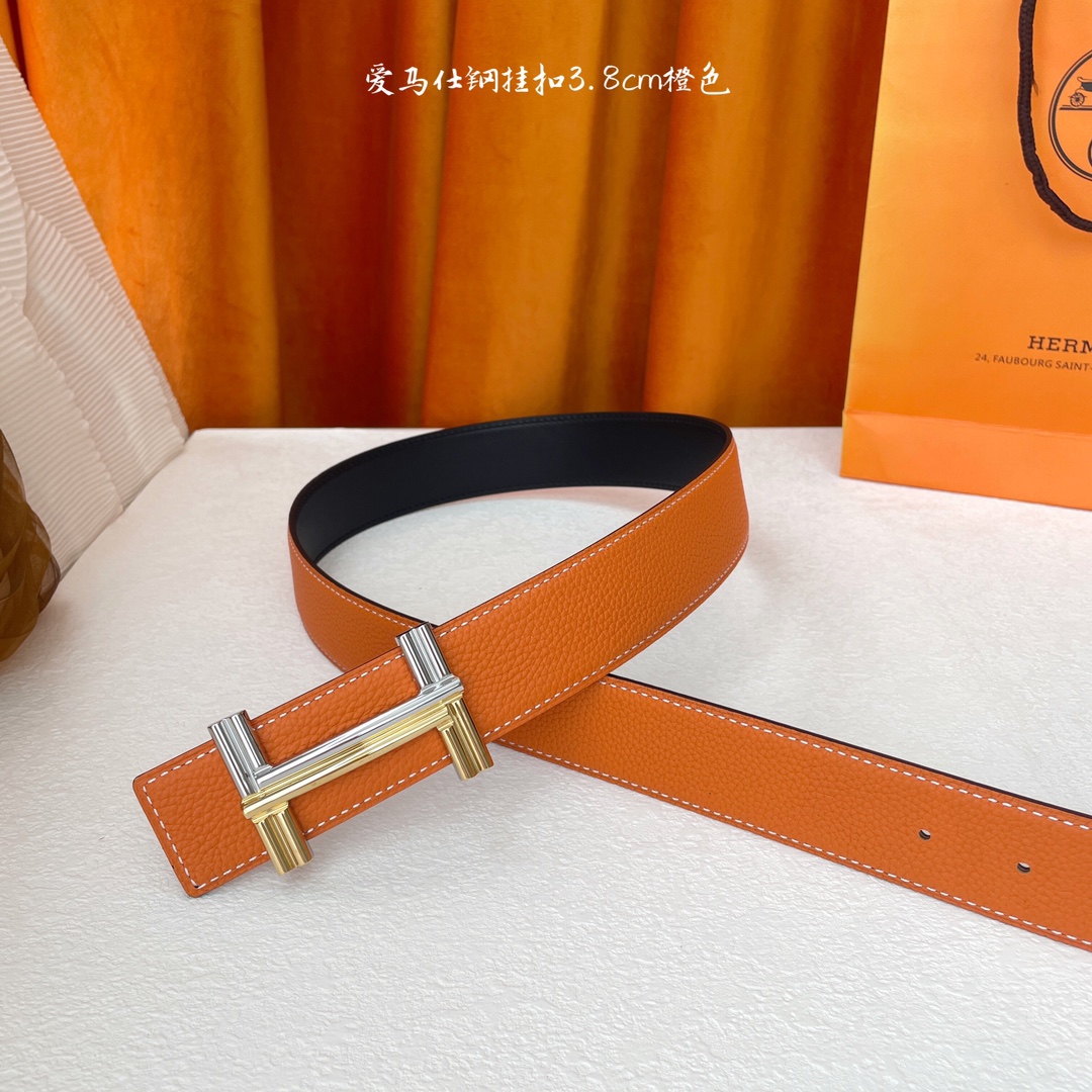 愛馬仕】Hermes 原單愛馬仕，寬3.8cm進口原版皮帶身，雙面可兩面用，精品電鍍五金 ！