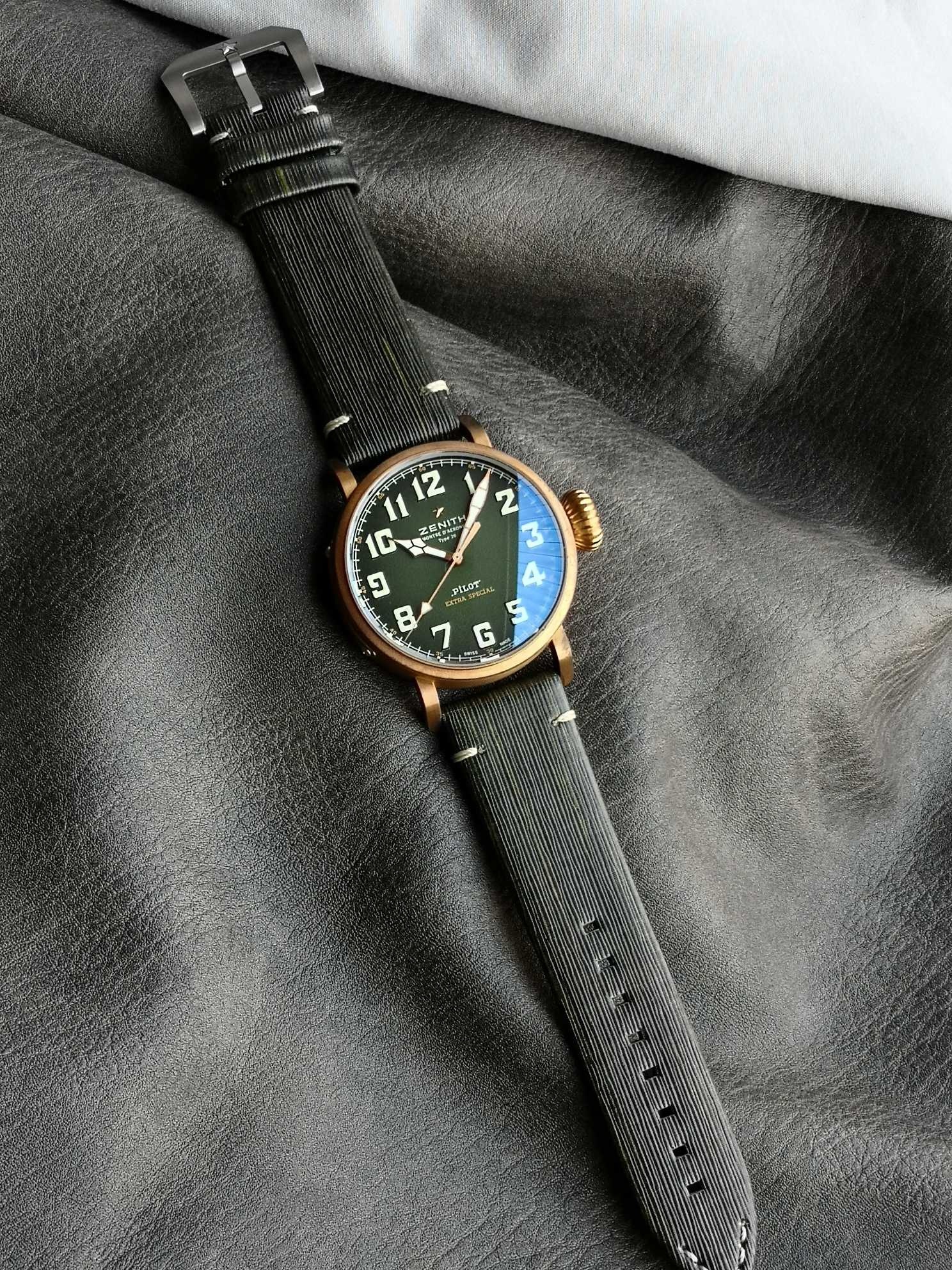 XF限量推薦：真力時飛行員系列29.2430.679/63.1001腕表，青銅表殼，卡其綠色錶盤，9015型自動機械，45毫米。