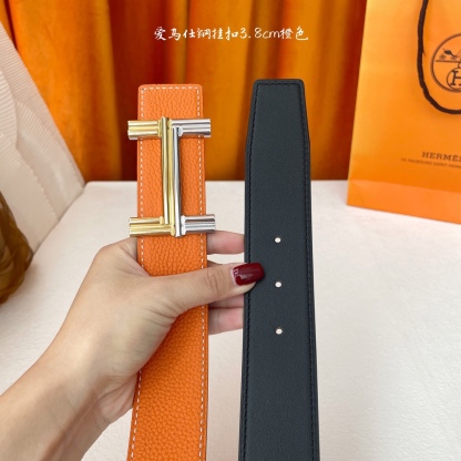 愛馬仕】Hermes 原單愛馬仕，寬3.8cm進口原版皮帶身，雙面可兩面用，精品電鍍五金 ！