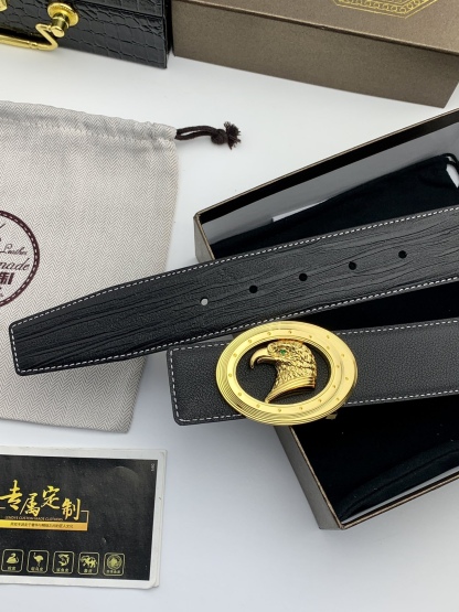 【史蒂芬】原版樹皮紋牛皮腰帶，搭配新款不鏽鋼鷹頭扣，寬度3.8cm，雙面可用，長度不可調節，尺碼（85-110）具有獨特吸引力！