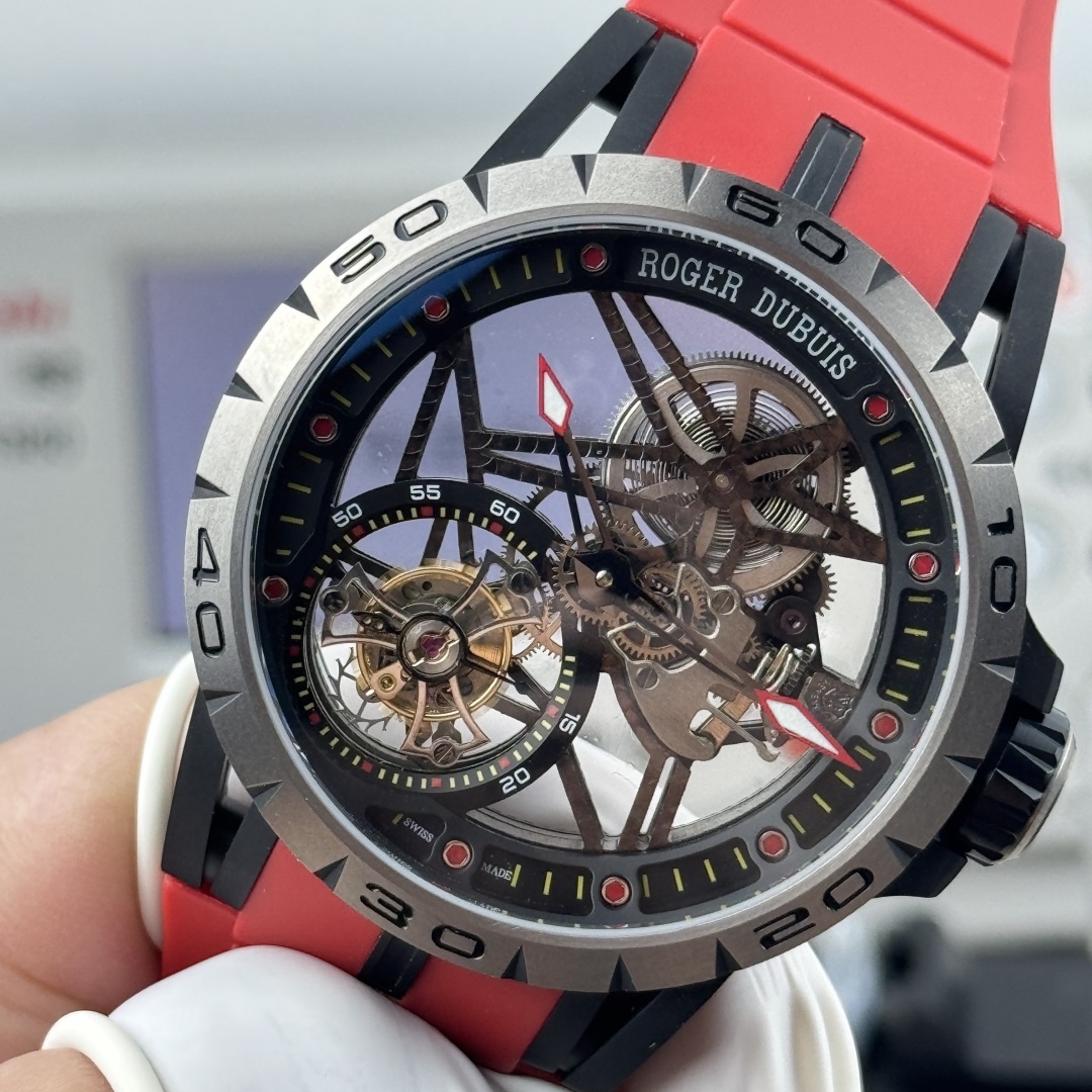 NEW-羅傑杜彼鈦金屬陀飛輪！型號RDDBEX0549腕表/直徑45mm/厚度13.5毫米 /全鏤空海鷗定制RD505S手動上鏈機芯，鈦合金表殼與原裝同步/儲能動力長達50小時。