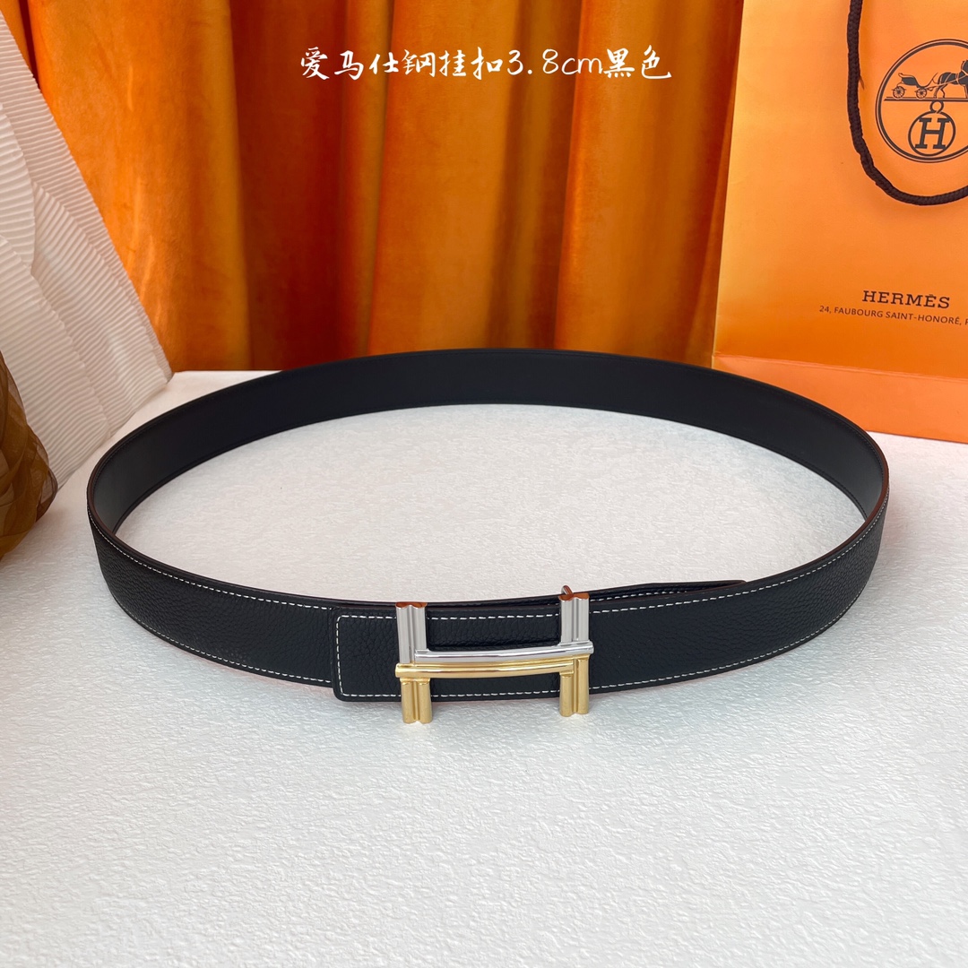 愛馬仕】Hermes 原單愛馬仕，寬3.8cm進口原版皮帶身，雙面可兩面用，精品電鍍五金 ！
