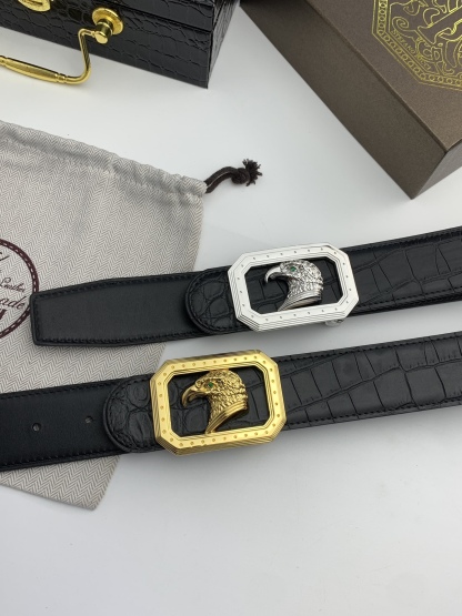 【史蒂芬】原版鰐魚紋牛皮腰帶，搭配新款不鏽鋼鷹頭扣，寬度3.8cm，雙面可用，無夾層，長度不可調節，需要選擇合適的尺碼。具有獨特吸引力！