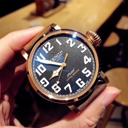 真力時 大飛 新款限量版原裝1:1 殼套 45mm*14mm  8215自動機械機芯 零返修 藍寶石玻璃 超級瑞士夜光 高檔進口瘋馬皮！！！