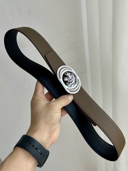 【史蒂芬】原版荔枝紋牛皮腰帶，搭配新款老虎頭不鏽鋼扣，寬度3.8cm，雙面可用，長度不可調節，尺碼（85-110）具有獨特吸引力！