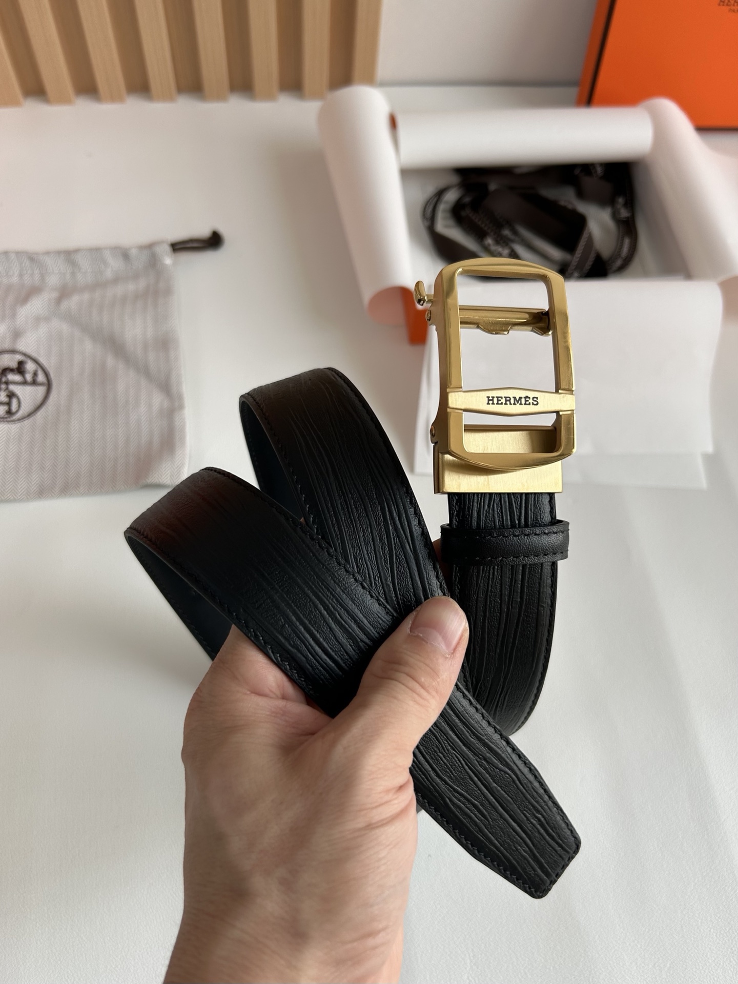 【H家】 新款紋路小牛皮腰帶，寬度3.5cm，搭配新款不鏽鋼自動扣，手感極佳、可以任意裁剪、永恆而經典！轉圖必大賣