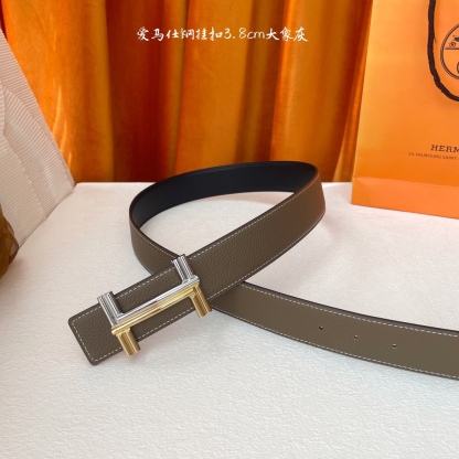 愛馬仕】Hermes 原單愛馬仕，寬3.8cm進口原版皮帶身，雙面可兩面用，精品電鍍五金 ！