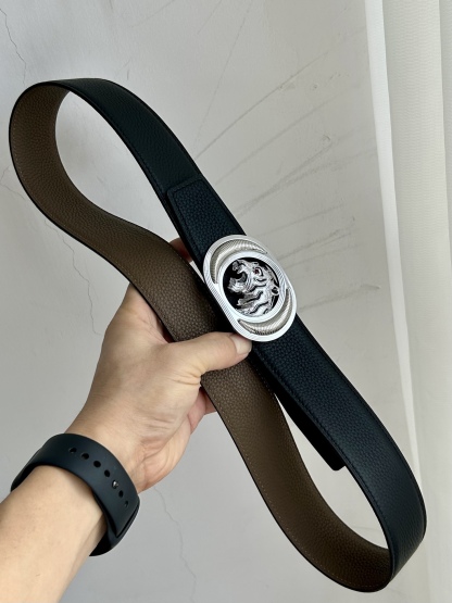 【史蒂芬】原版荔枝紋牛皮腰帶，搭配新款老虎頭不鏽鋼扣，寬度3.8cm，雙面可用，長度不可調節，尺碼（85-110）具有獨特吸引力！