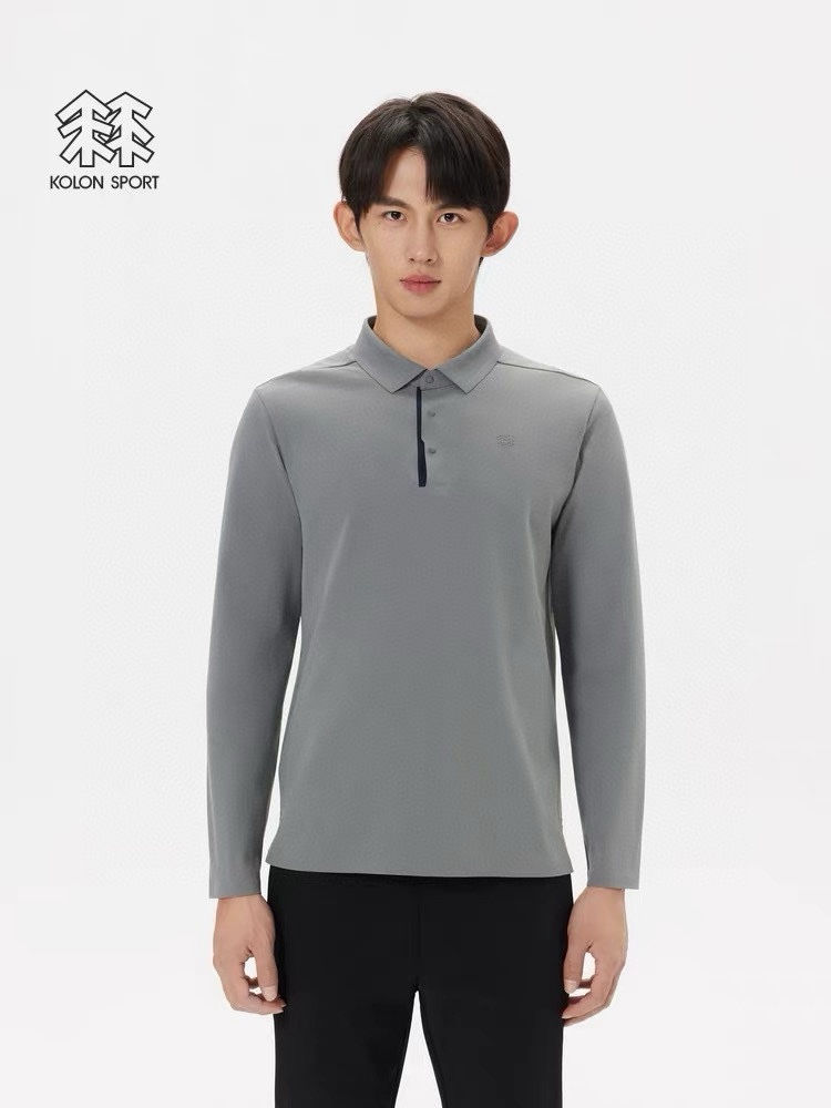 春季新款 KOLON SPORT可隆吸濕長袖防曬+抗菌SECOt恤翻領POLO
大身採用可隆自研面料，具有吸濕速乾，UPF215+防曬及Polygiene抑菌功能門襟採用激光切割工藝，結合肩部超聲波貼合工藝，提升細節品質感領口，門襟及下擺均採用熱壓工藝，外觀平整
