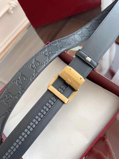 Gucci 古馳 自動平滑扣腰帶 精鋼打造五金 寬度35MM寬 雙面頭層牛皮 自由裁剪設計。