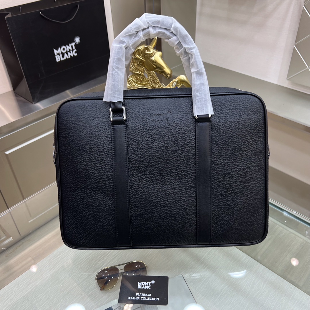 最新款來襲👏👏Montblanc International（萬寶龍）💯💯公文包，進口頂級頭層原版自然摔牛皮  手感舒適 皮質超柔 簡單大氣的logo 高端休閒版型 品質氣質同步而行✅型號：7712-1   尺寸：38-29-7