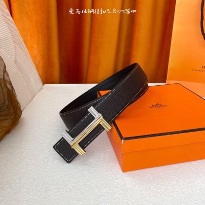 愛馬仕】Hermes 原單愛馬仕，寬3.8cm進口原版皮帶身，雙面可兩面用，精品電鍍五金