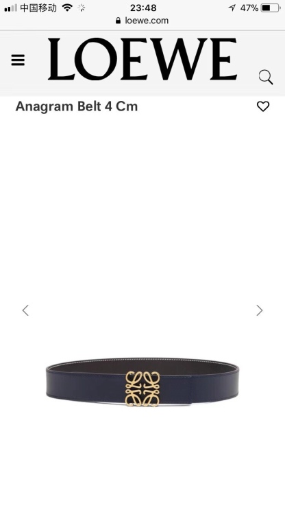 羅意威LoEWE 4.0cm正反兩穿腰帶，選用壓紋牛皮革製成，反復Anagram圖案