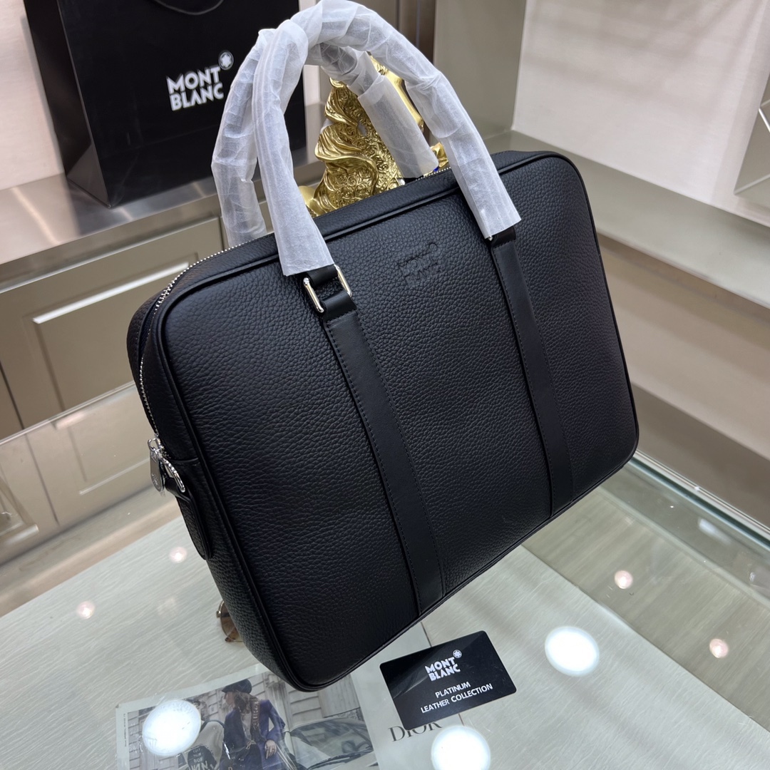 最新款來襲👏👏Montblanc International（萬寶龍）💯💯公文包，進口頂級頭層原版自然摔牛皮  手感舒適 皮質超柔 簡單大氣的logo 高端休閒版型 品質氣質同步而行✅型號：7712-1   尺寸：38-29-7
