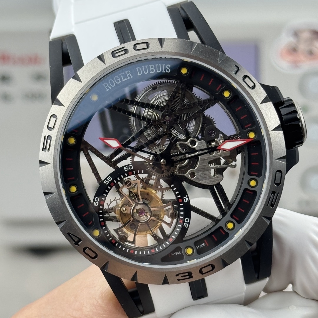 NEW-羅傑杜彼鈦金屬陀飛輪！型號RDDBEX0549腕表/直徑45mm/厚度13.5毫米 /全鏤空海鷗定制RD505S手動上鏈機芯，鈦合金表殼與原裝同步/儲能動力長達50小時。