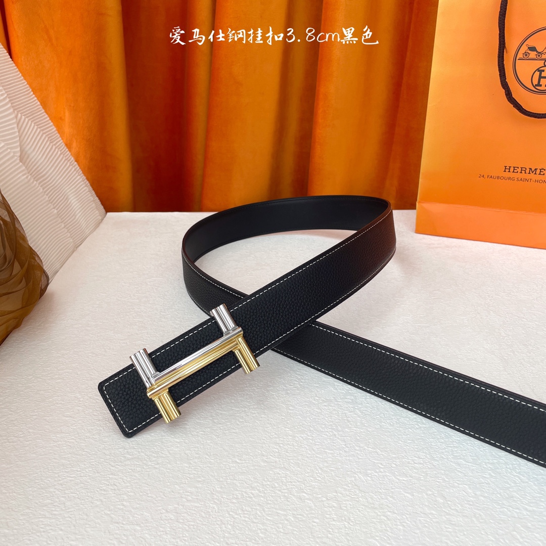 愛馬仕】Hermes 原單愛馬仕，寬3.8cm進口原版皮帶身，雙面可兩面用，精品電鍍五金 ！