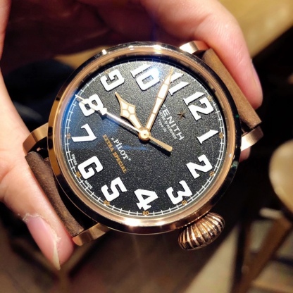 真力時 大飛 新款限量版原裝1:1 殼套 45mm*14mm  8215自動機械機芯 零返修 藍寶石玻璃 超級瑞士夜光 高檔進口瘋馬皮！！！