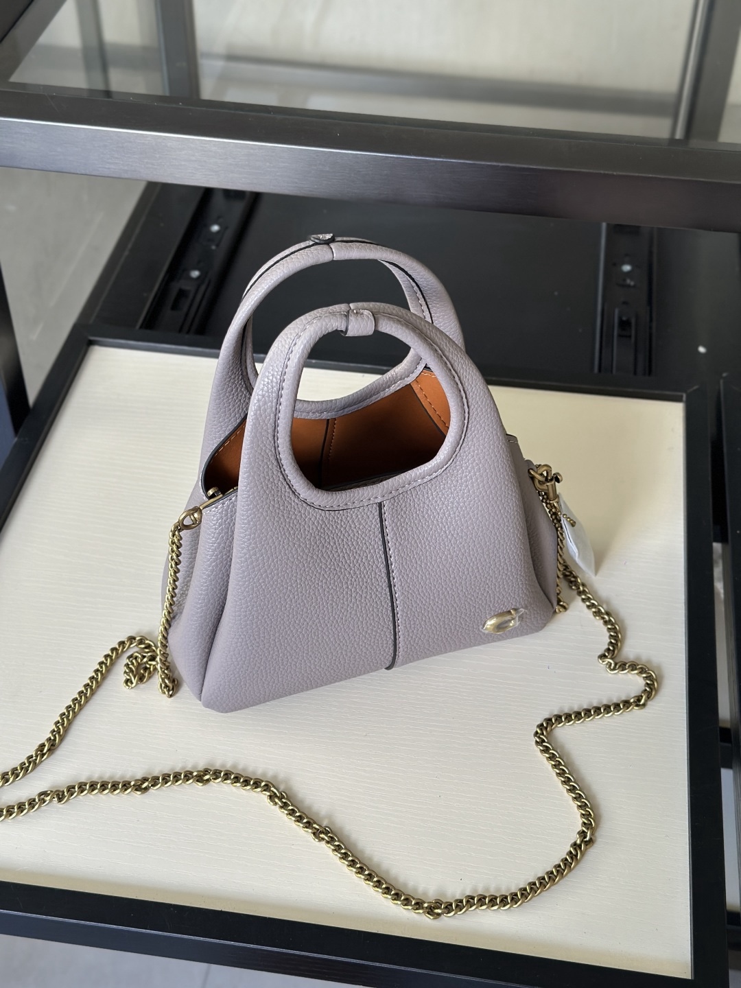 Coach新款首發🔥Lana19 mini號
尺寸：19✖️17cm
精緻小巧，簡約時尚
可手拎，可斜挎 ☑️小號 灰紫色
尺寸：19✖️17cm