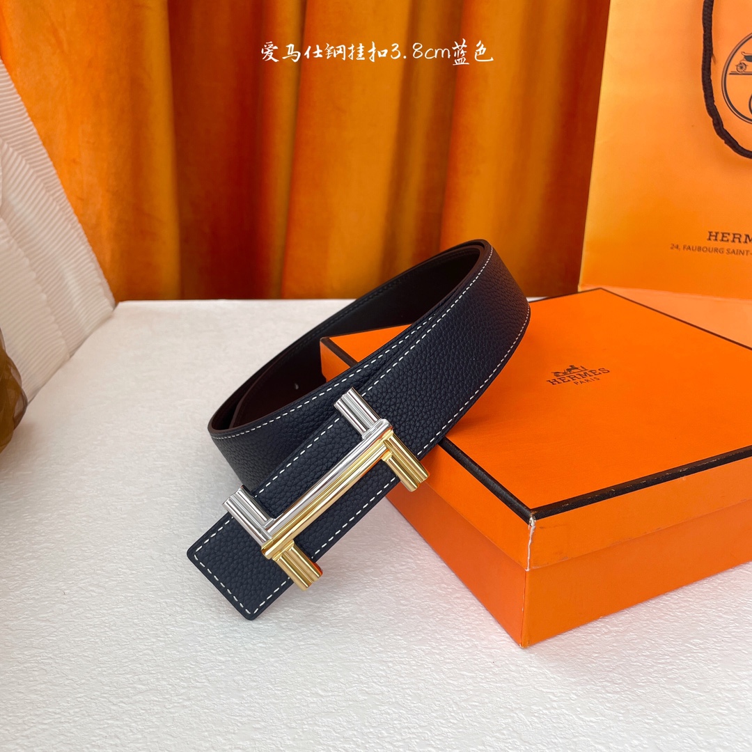 愛馬仕】Hermes 原單愛馬仕，寬3.8cm進口原版皮帶身，雙面可兩面用，精品電鍍五金 ！
