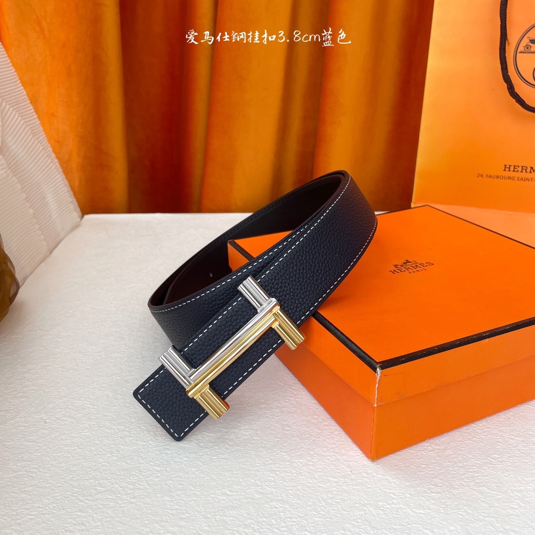 愛馬仕】Hermes 原單愛馬仕，寬3.8cm進口原版皮帶身，雙面可兩面用，精品電鍍五金 ！