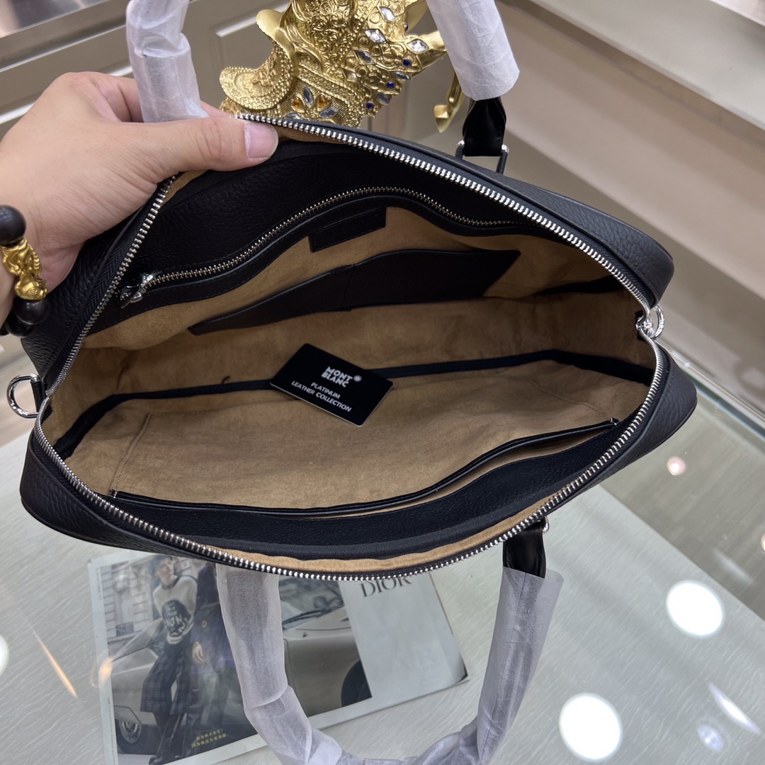 最新款來襲👏👏Montblanc International（萬寶龍）💯💯公文包，進口頂級頭層原版自然摔牛皮  手感舒適 皮質超柔 簡單大氣的logo 高端休閒版型 品質氣質同步而行✅型號：7712-1   尺寸：38-29-7