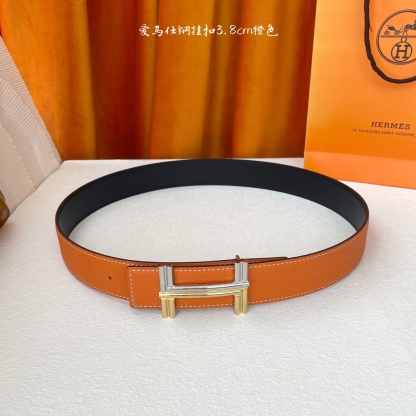 愛馬仕】Hermes 原單愛馬仕，寬3.8cm進口原版皮帶身，雙面可兩面用，精品電鍍五金 ！