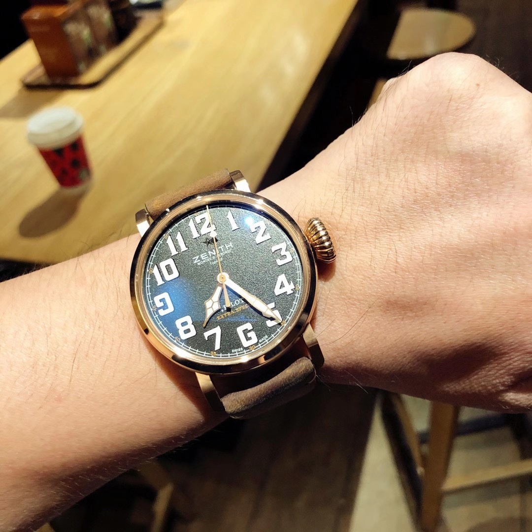 真力時 大飛 新款限量版原裝1:1 殼套 45mm*14mm  8215自動機械機芯 零返修 藍寶石玻璃 超級瑞士夜光 高檔進口瘋馬皮！！！