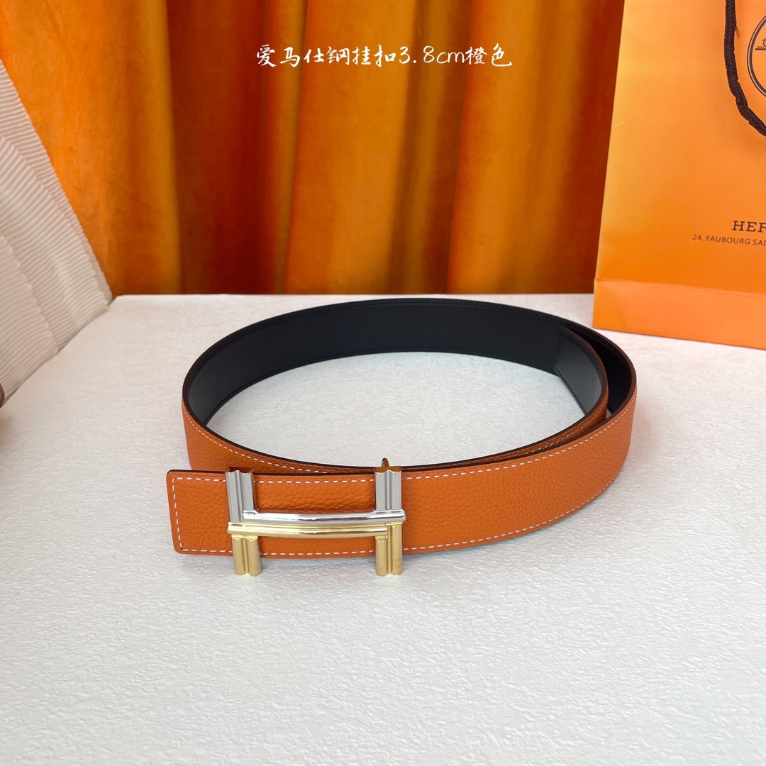 愛馬仕】Hermes 原單愛馬仕，寬3.8cm進口原版皮帶身，雙面可兩面用，精品電鍍五金 ！