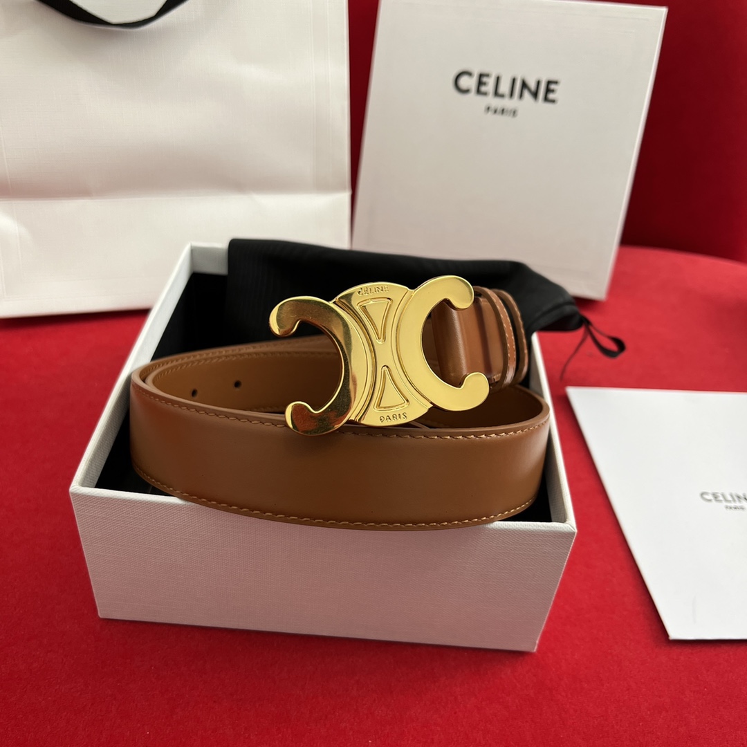 Celine/賽琳 款凱旋門腰帶 寬度3.0cm 男女通用款 💯採用數量稀少的原廠專用小牛皮 搭配精緻凱旋門搭扣 獨家頂級手工 進口邊油