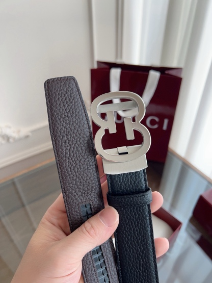 Gucci 古馳 自動平滑扣腰帶 精鋼打造五金 寬度35MM寬 雙面頭層牛皮 自由裁剪設計。