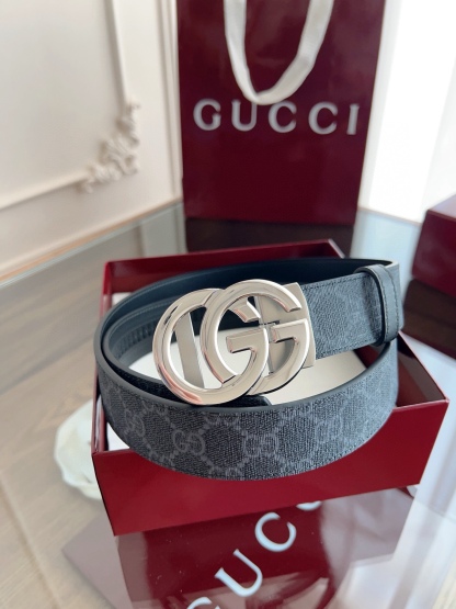 Gucci 古馳 自動平滑扣腰帶 精鋼打造五金 寬度35MM寬 雙面頭層牛皮 自由裁剪設計。