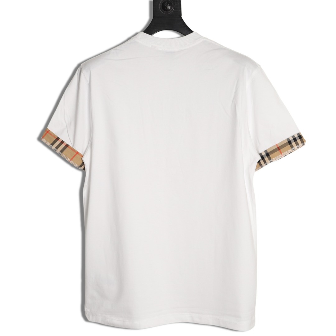 🔝BURBERRY巴寶莉BBR 格紋拼袖短袖T恤
正品購入，50支雙股100%精梳棉170克，2*2精品羅紋210克，面料拼接，面料酵洗，定制1：1商標，合身版型
B Size：S-XL
